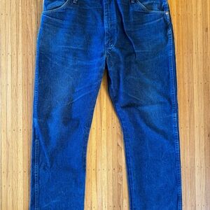 VTG 90's Wrangler 13MWZ Work Jeans 42x30 Cowboy Cut Denim Copper Rivet Western